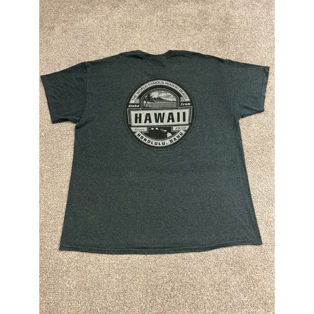 Hawaii Waikiki Beach T-Shirt Mens XL Gray Excellent Graphic Tee